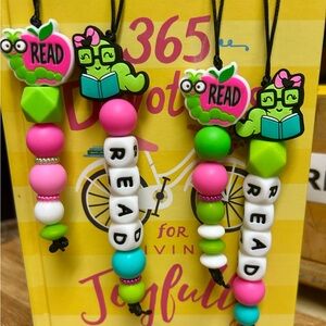 Colorful Bookworm Reading Charms
